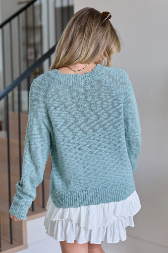 Teal Slub Crewneck Sweater