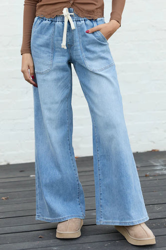 Wide Leg Cropped Tie Jeans