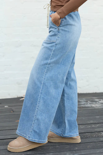 Wide Leg Cropped Tie Jeans